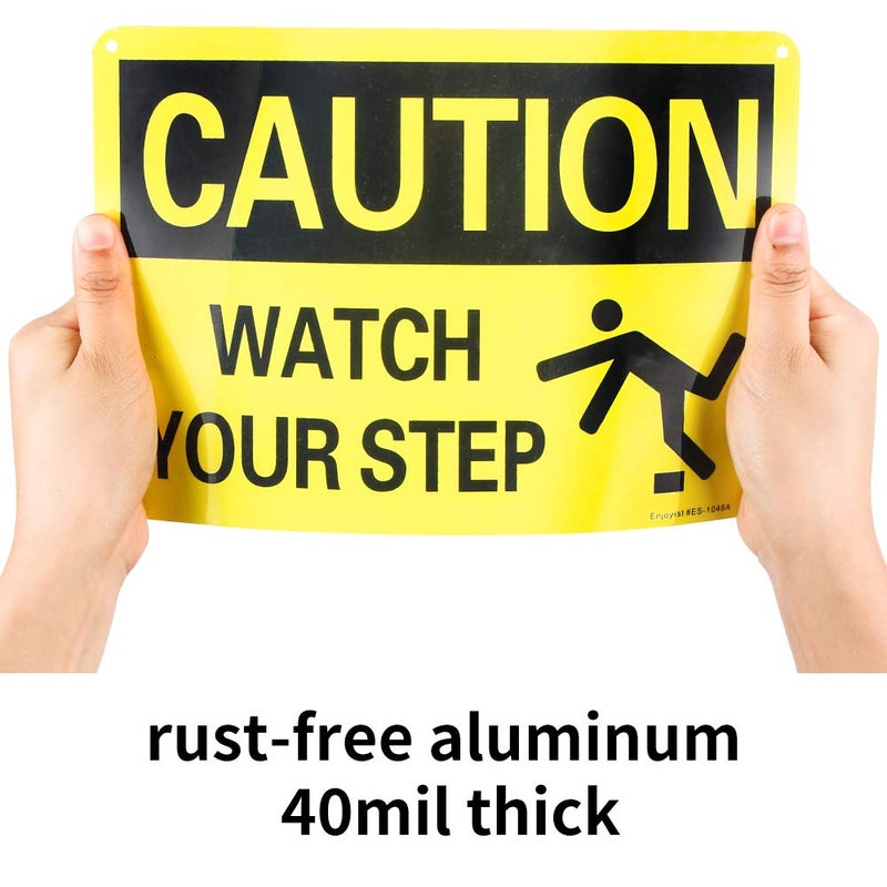 Enjoyist 2-Pack Caution Watch Your Step Sign, 10"x 7" .040 Rust Free Aluminum â€“ Reflective, UV Protected and Weatherproof - Image 3